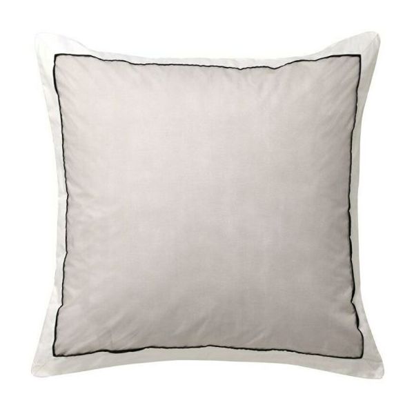 Square cushion with black border on white background.