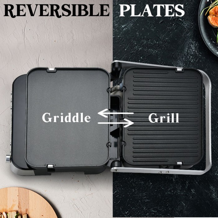 Reversible griddle and grill plates appliance