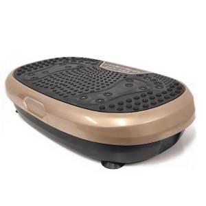 Gold vibration exercise platform with textured surface.