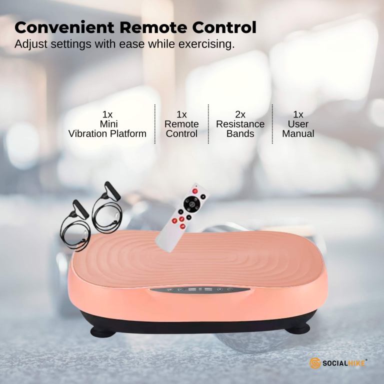 Mini vibration platform with accessories for exercise.