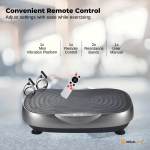Mini vibration platform with remote and resistance bands.