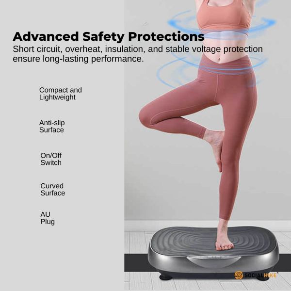 Vibration plate with advanced safety features and benefits.