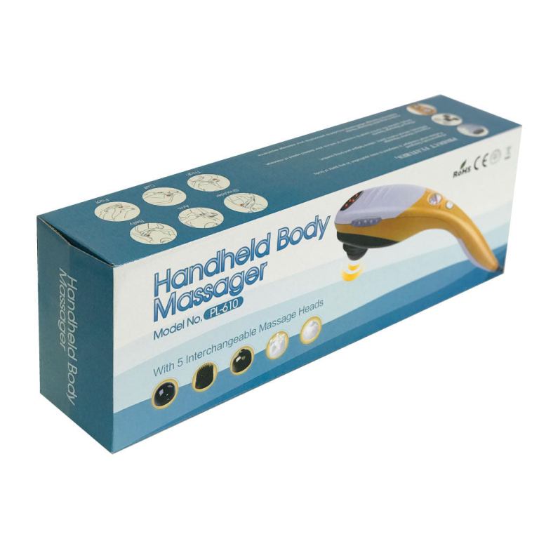 Box of handheld body massager with five heads.