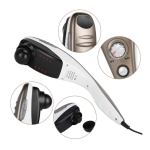 Handheld massager with adjustable settings and attachments.