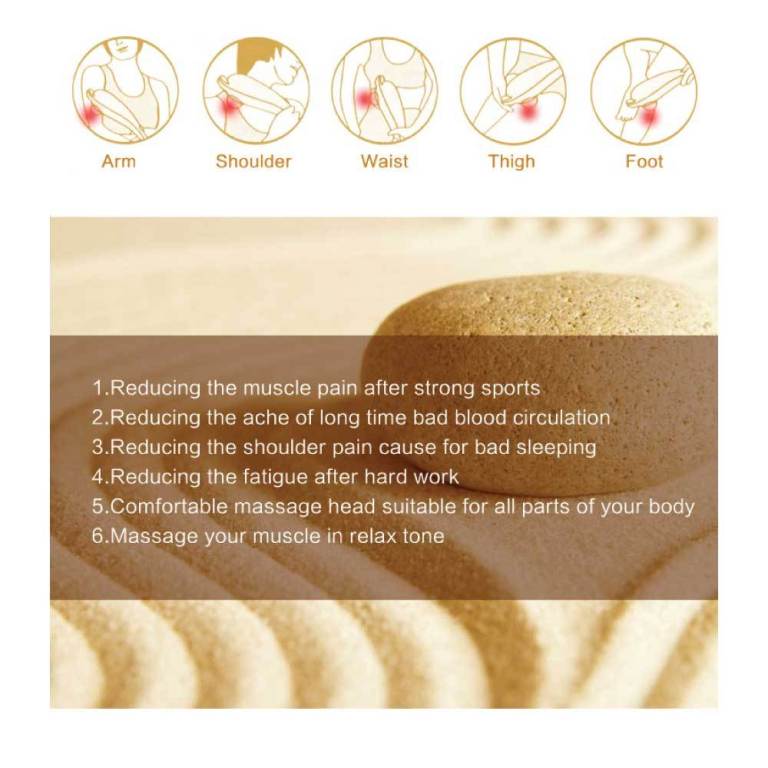 Massage benefits for arm, shoulder, waist, thigh, foot pain.