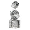 swishmas 83cm triple christmas silver giftbox stack display with lights Decorative silver gift boxes with bows.