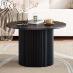 Modern coffee table with decor in cosy living room.