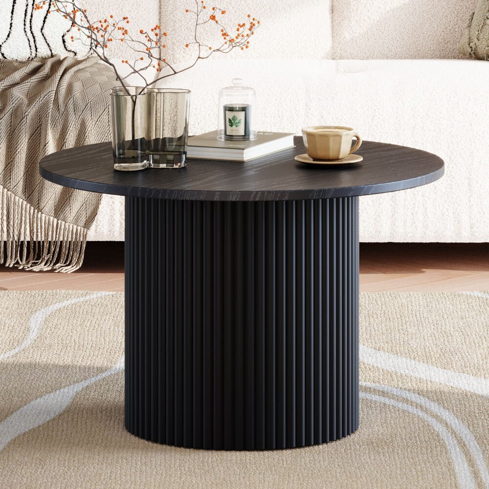 v264 tab 723c blk na 1 115126 00.jpg Modern coffee table with decor in cosy living room.