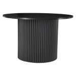 Round black ribbed dining table