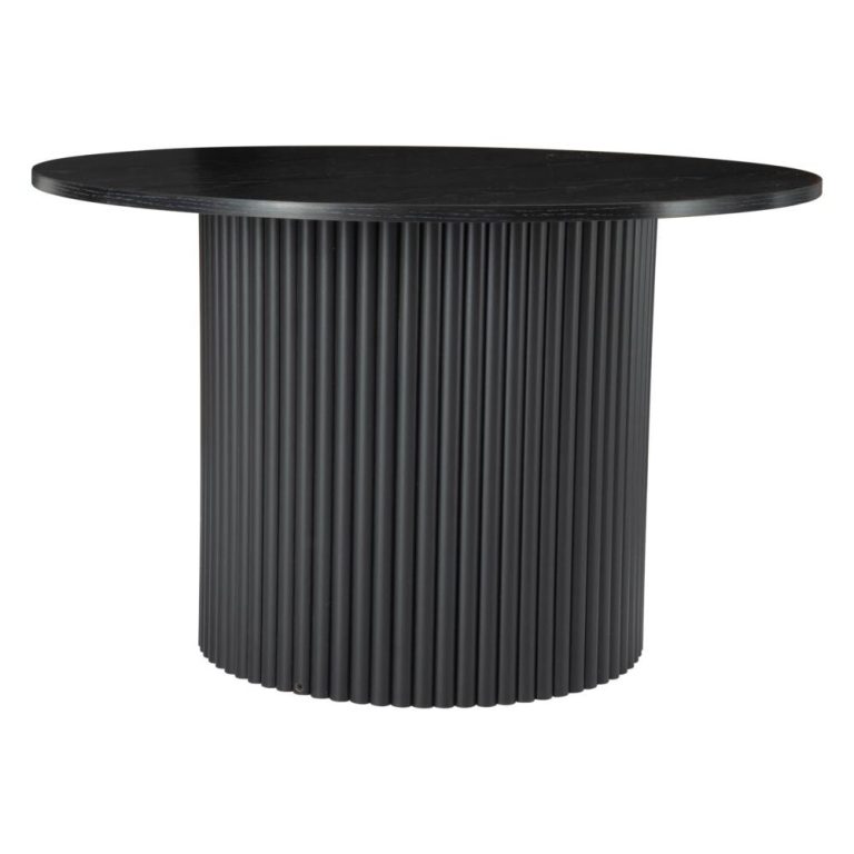 Round black ribbed dining table