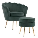 v274 ft vac st 1596 gn ft vac st 1596 gn 00.jpg Green velvet armchair and ottoman with gold legs.