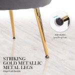 Chair with gold metallic legs and adjustable feet.