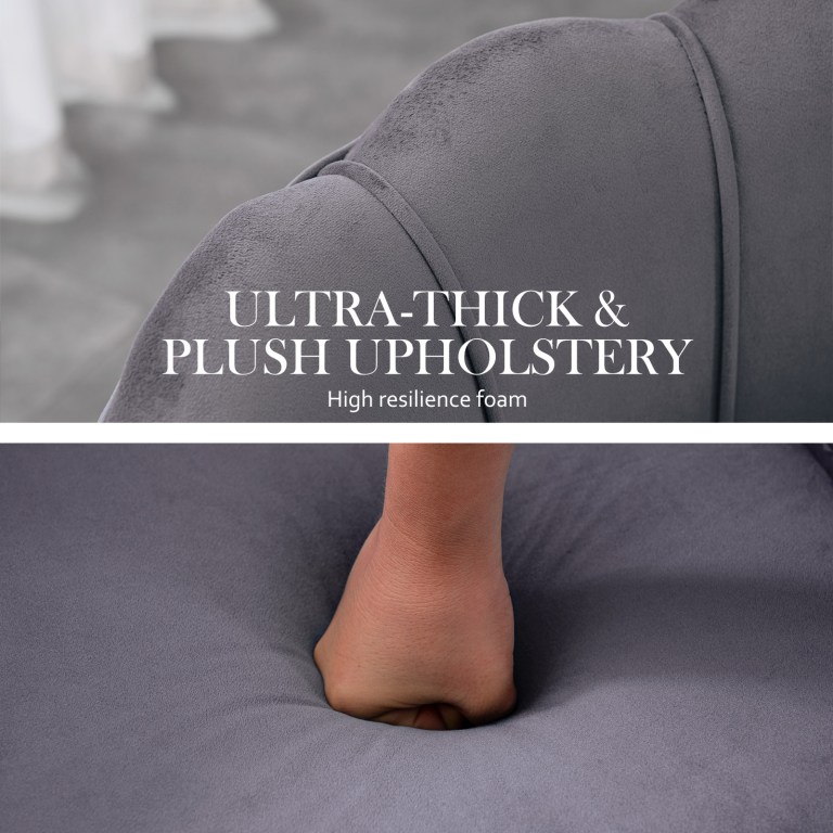 Ultra-thick plush upholstery with high-resilience foam.