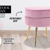 ottoman foot stool velvet fabric metal leg round pink Pink velvet footstool with detachable seat, metallic legs.