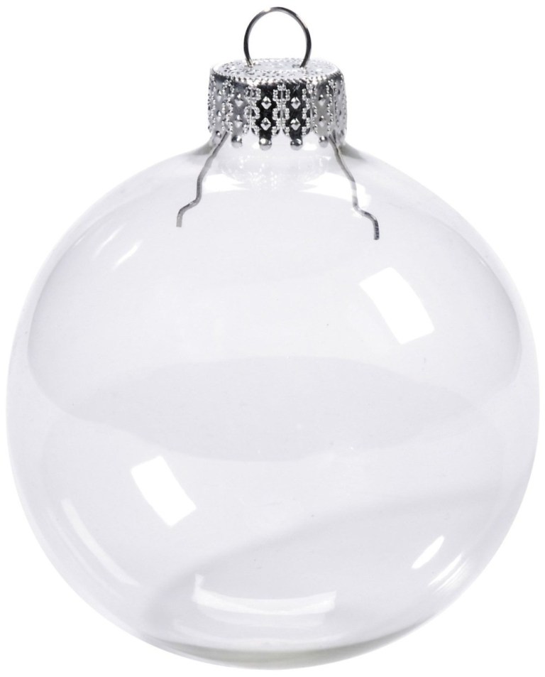 v382 bauble8cmx10 202503040845 00.jpg Clear glass Christmas bauble with silver cap.