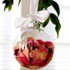 10 x glass bauble 8cm diameter round clear with silver cap table or tree centrepice personal memory theme craft gift Glass bauble filled with pink rose petals.