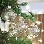 20 x glass bauble 8cm diameter round clear with silver cap table or tree centrepice personal memory theme craft gift Clear baubles hanging on Christmas tree branch.