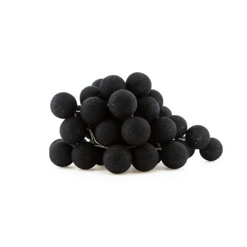 Pile of black textile balls on white background.