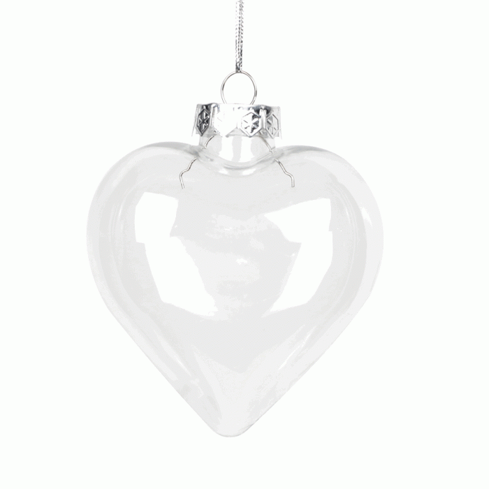 v382 heartbaublex10 202503040846 00.gif Transparent heart-shaped glass ornament for decoration.
