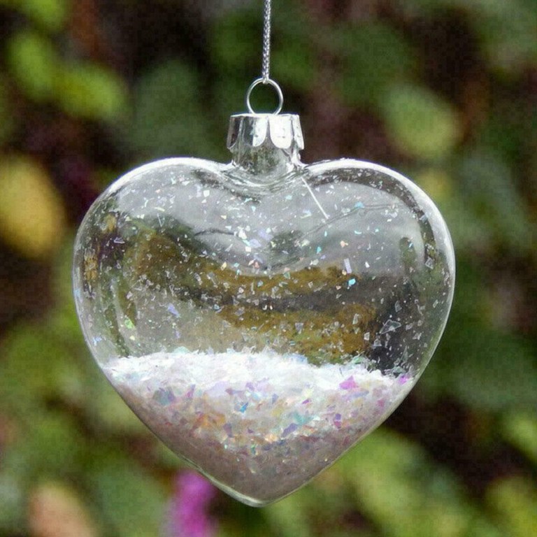 5 pack iridescent glass heart ornaments fillable baubles for christmas party wedding diy craft decorations Heart-shaped glass ornament with sparkles