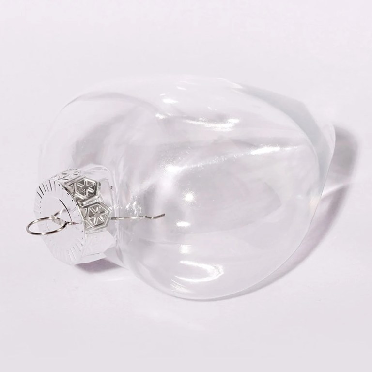 5 pack iridescent glass heart ornaments fillable baubles for christmas party wedding diy craft decorations Transparent bauble with silver cap on white background.