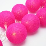 20 ball hot pink 3m string light battery box 5cm cotton ball christmas birthday bbay girl special occasion decoration Pink decorative string lights in close-up view.