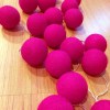 20 ball hot pink 3m string light battery box 5cm cotton ball christmas birthday bbay girl special occasion decoration Pink cotton ball string lights on wooden floor.