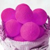 20 ball hot pink 3m string light battery box 5cm cotton ball christmas birthday bbay girl special occasion decoration Purple yarn balls in woven basket.