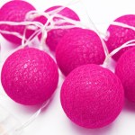 20 ball hot pink 3m string light battery box 5cm cotton ball christmas birthday bbay girl special occasion decoration Pink string lights in decorative arrangement.