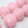 20 ball pastel pink 3m string light battery box 5cm cotton ball christmas birthday bbay girl special occasion decoration Pink string lights glowing on white background.