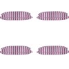 Four purple striped pillows on display.