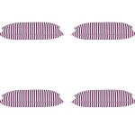 Four purple striped pillows on display.