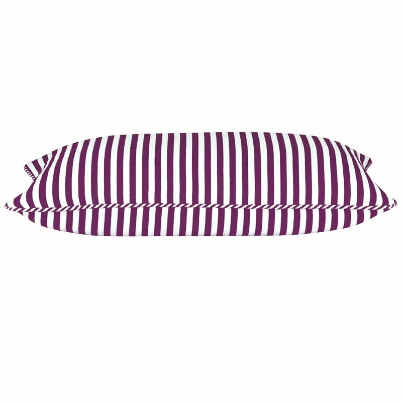 Purple striped decorative cushion.