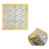 Square tablecloth with holly leaves pattern and gold border.