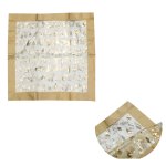 Decorative tablecloth with metallic Christmas tree pattern.