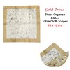 Gold tree organza tablecloth topper, 90x90 cm.
