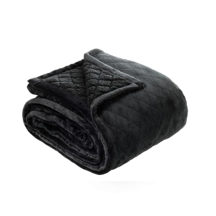 v442 bca blanket mansfield charcoal qs 202742 00.jpg Plush grey blanket rolled and folded