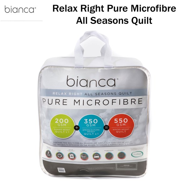 Bianca all seasons microfibre quilt in carry bag.
