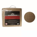 Radisson all-season cotton blanket in packaging.