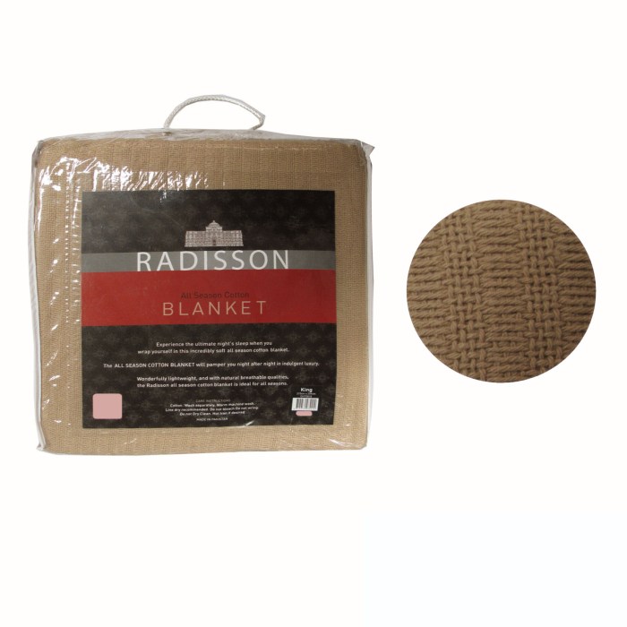 v442 ght blanket radissoncotton latte ki 104325 00.jpg Radisson all-season cotton blanket in packaging.
