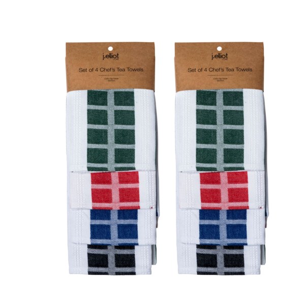 Set of colourful checkered tea towels