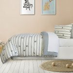 v442 int quiltcs logan denim sb 141538 00.jpg Striped bed linen in cosy bedroom decor.
