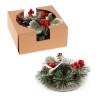 christmas floral table arrangements red berries pine cones flowers decorations, large Festive pine and berry wreath in cardboard box.