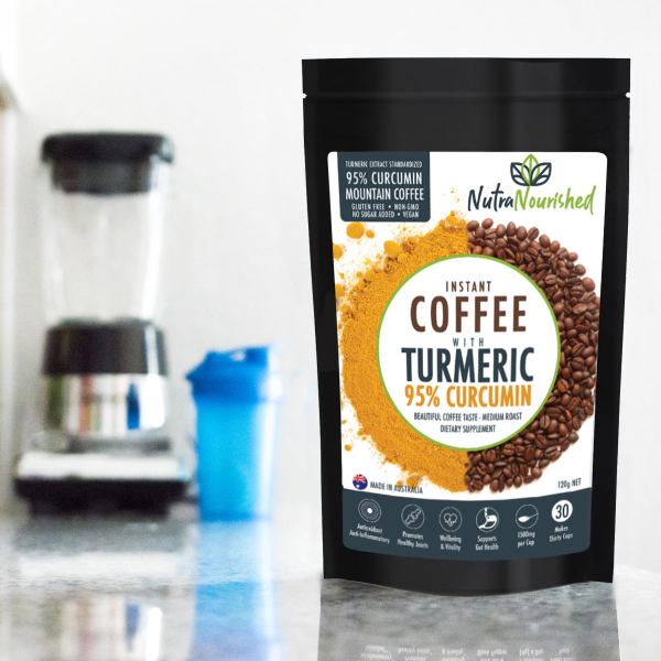 NutraNourished turmeric coffee with 95% curcumin.