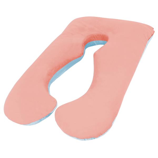 v535 preg pillow bundle lpk x sky 90008 00.jpg Pink and blue U-shaped pregnancy pillow.
