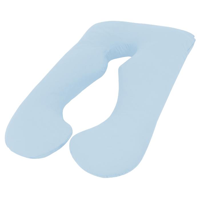 Blue U-shaped pregnancy pillow