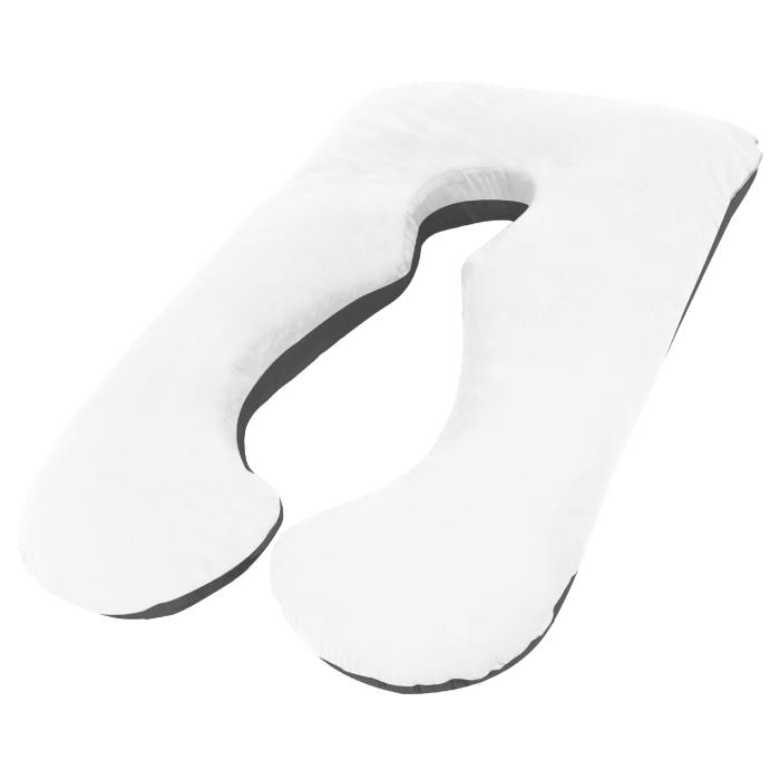 v535 preg pillow bundle whi x blk 90009 00.jpg White U-shaped maternity pillow for comfortable sleep