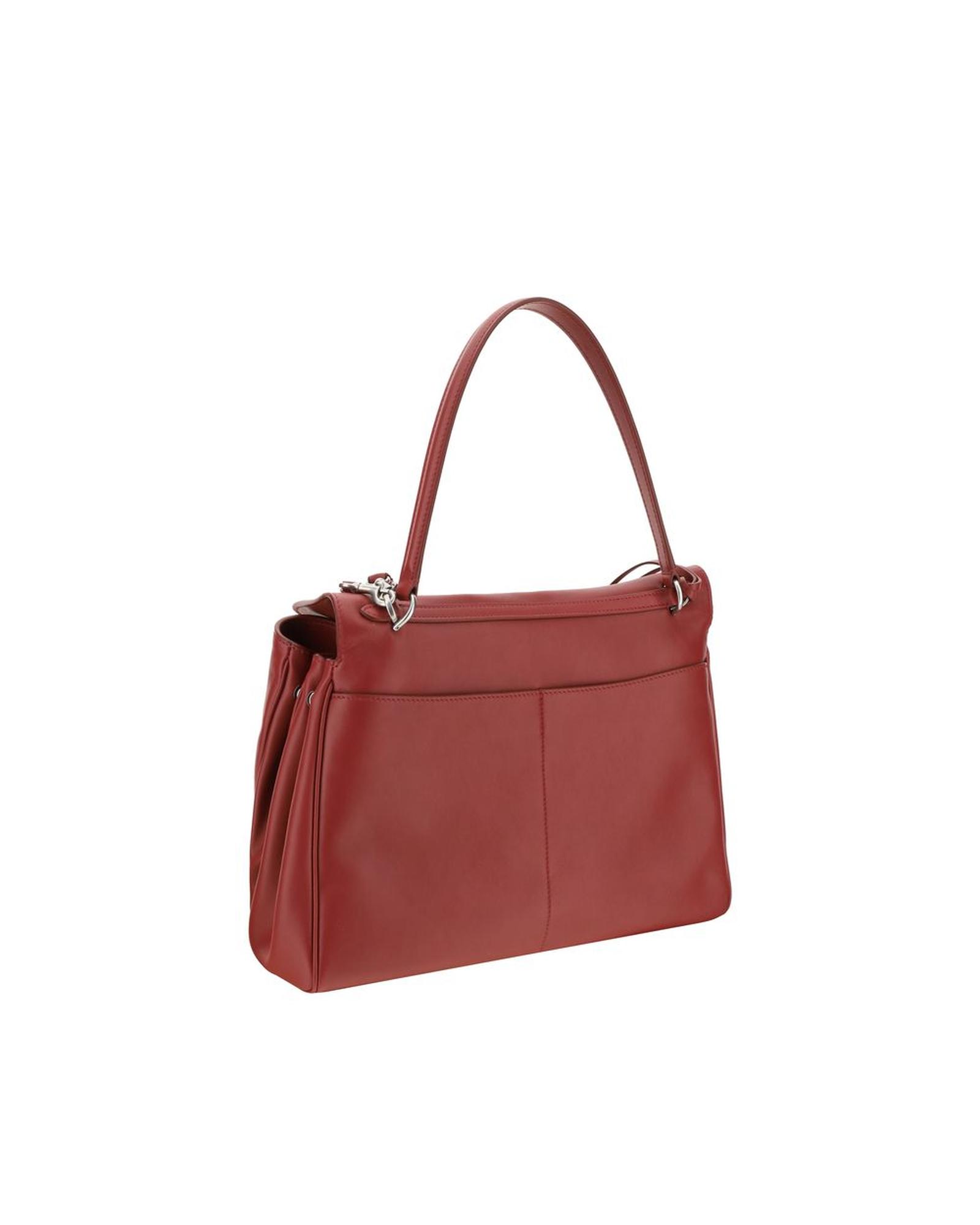 Elegant red leather handbag with strap