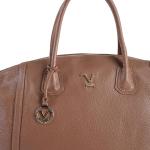 v italia by versace genuine leather handbag brown Brown leather handbag with metal ornaments.