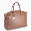 v italia by versace genuine leather handbag brown Brown leather handbag with gold accents